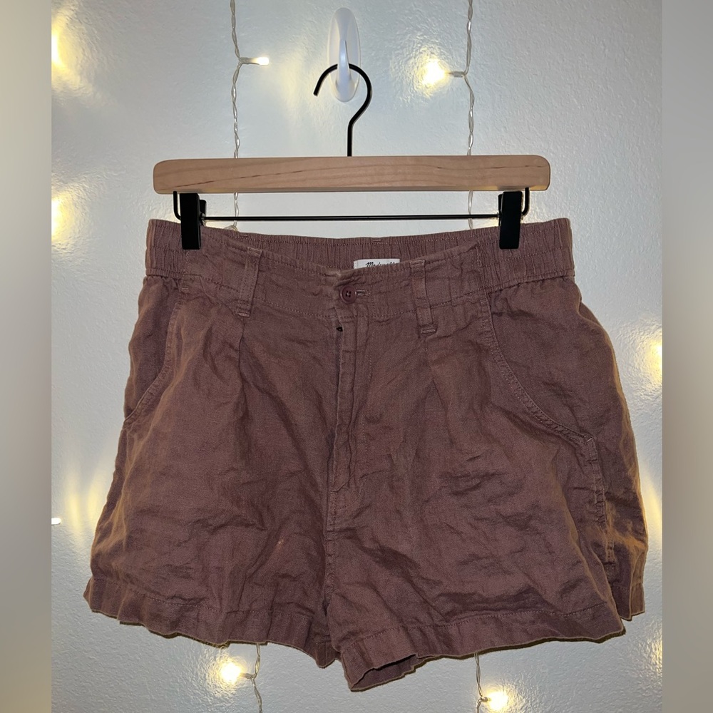 Madewell The Neale Short in 100% Linen | Evening Mauve | Size 10